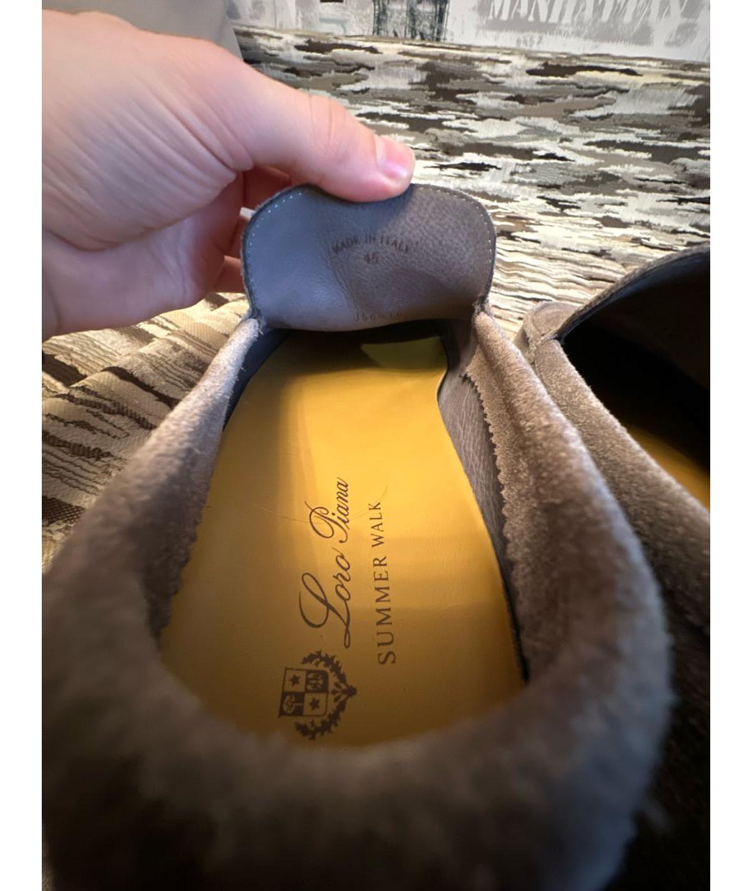 LORO PIANA Антрацитовые замшевые лоферы, фото 5