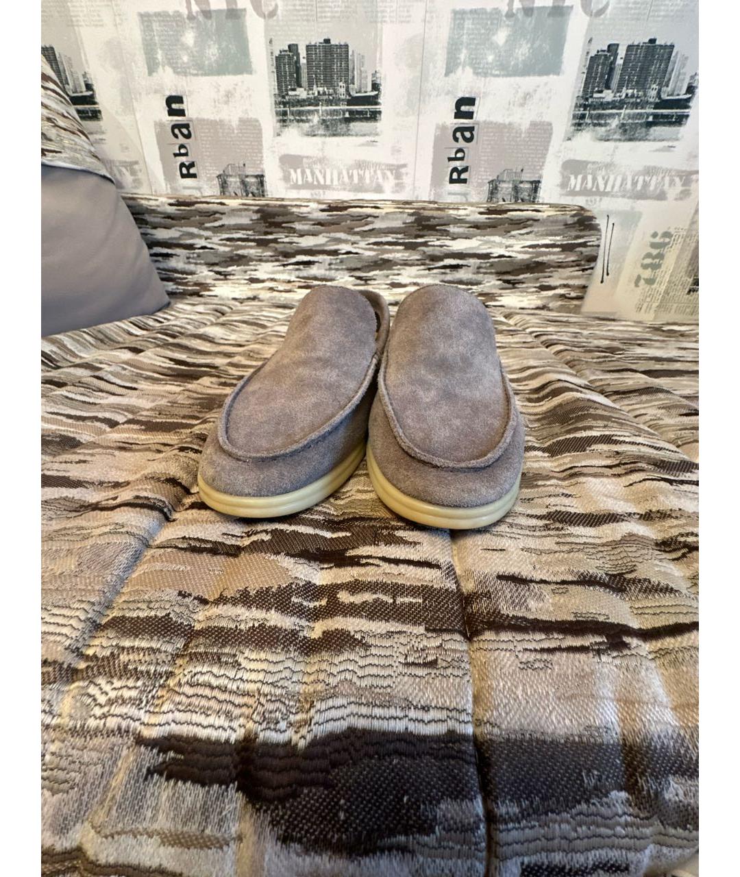 LORO PIANA Антрацитовые замшевые лоферы, фото 2