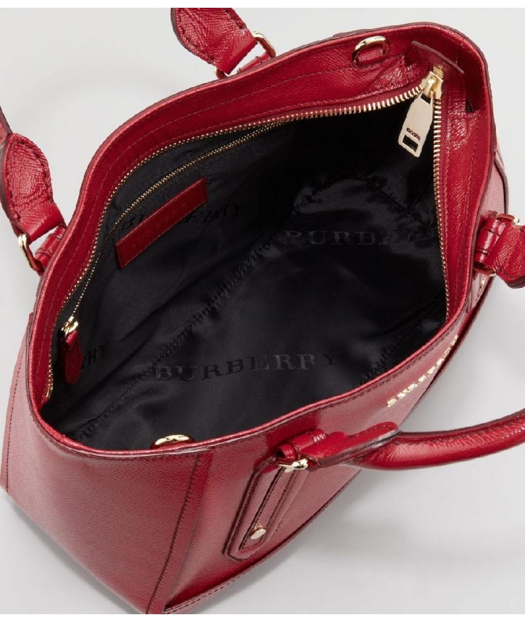 BURBERRY Бордовая кожаная сумка с короткими ручками, фото 3