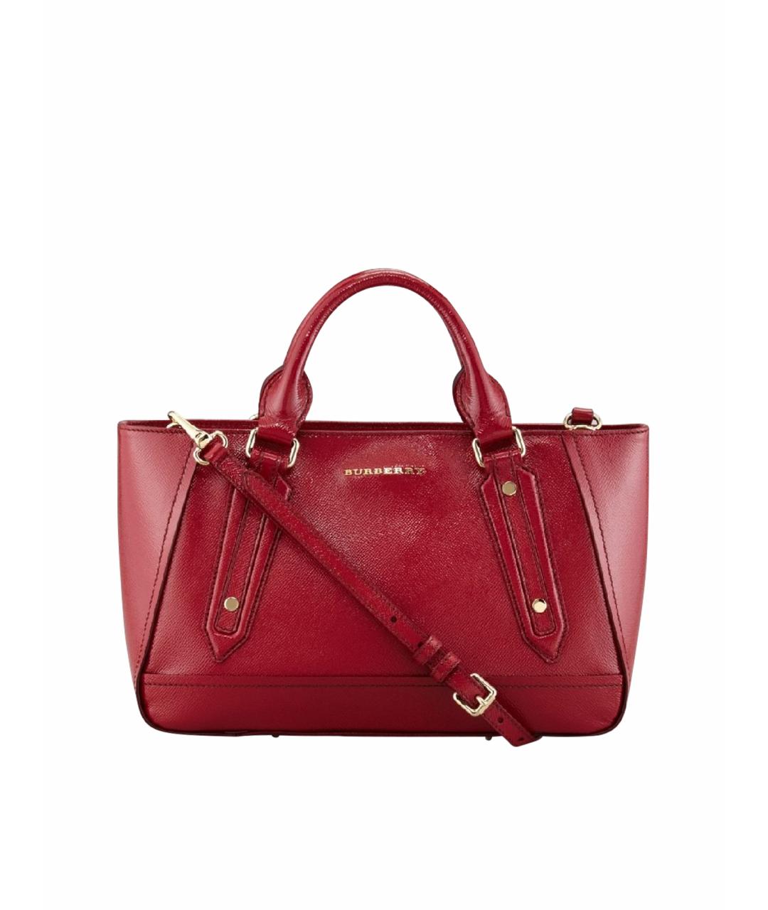 BURBERRY Бордовая кожаная сумка с короткими ручками, фото 1