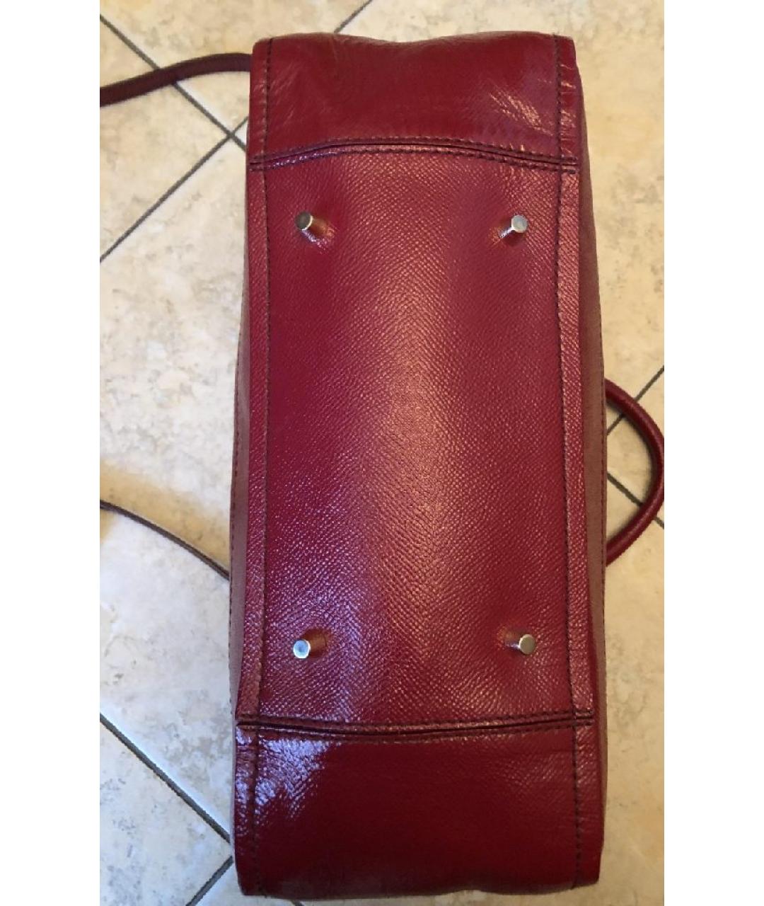 BURBERRY Бордовая кожаная сумка с короткими ручками, фото 7