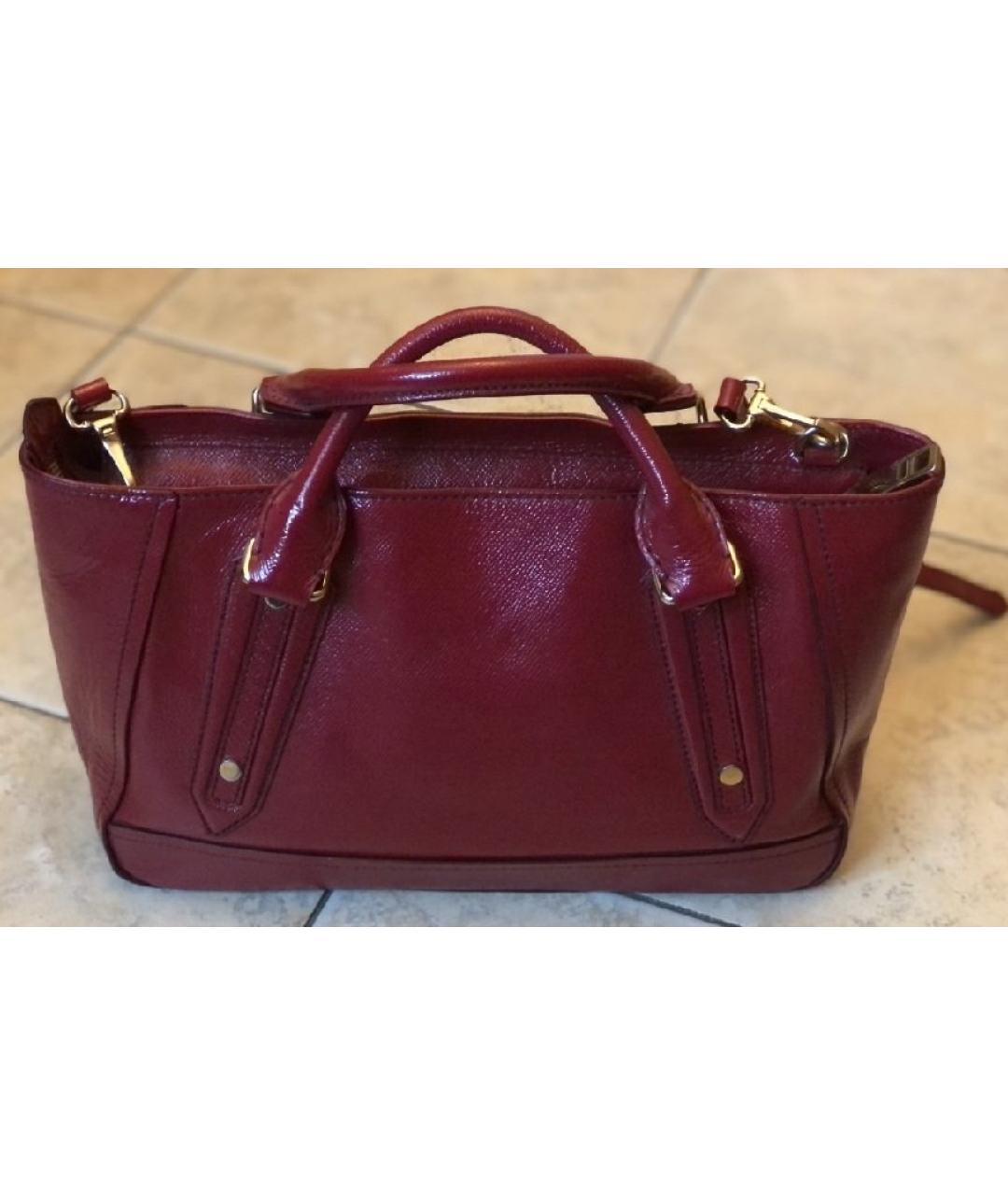 BURBERRY Бордовая кожаная сумка с короткими ручками, фото 6
