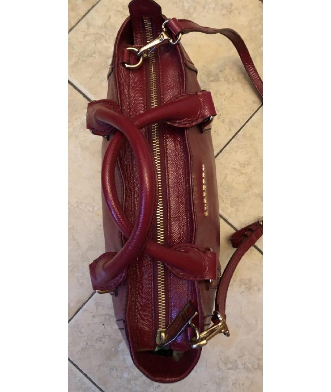 BURBERRY Бордовая кожаная сумка с короткими ручками, фото 8