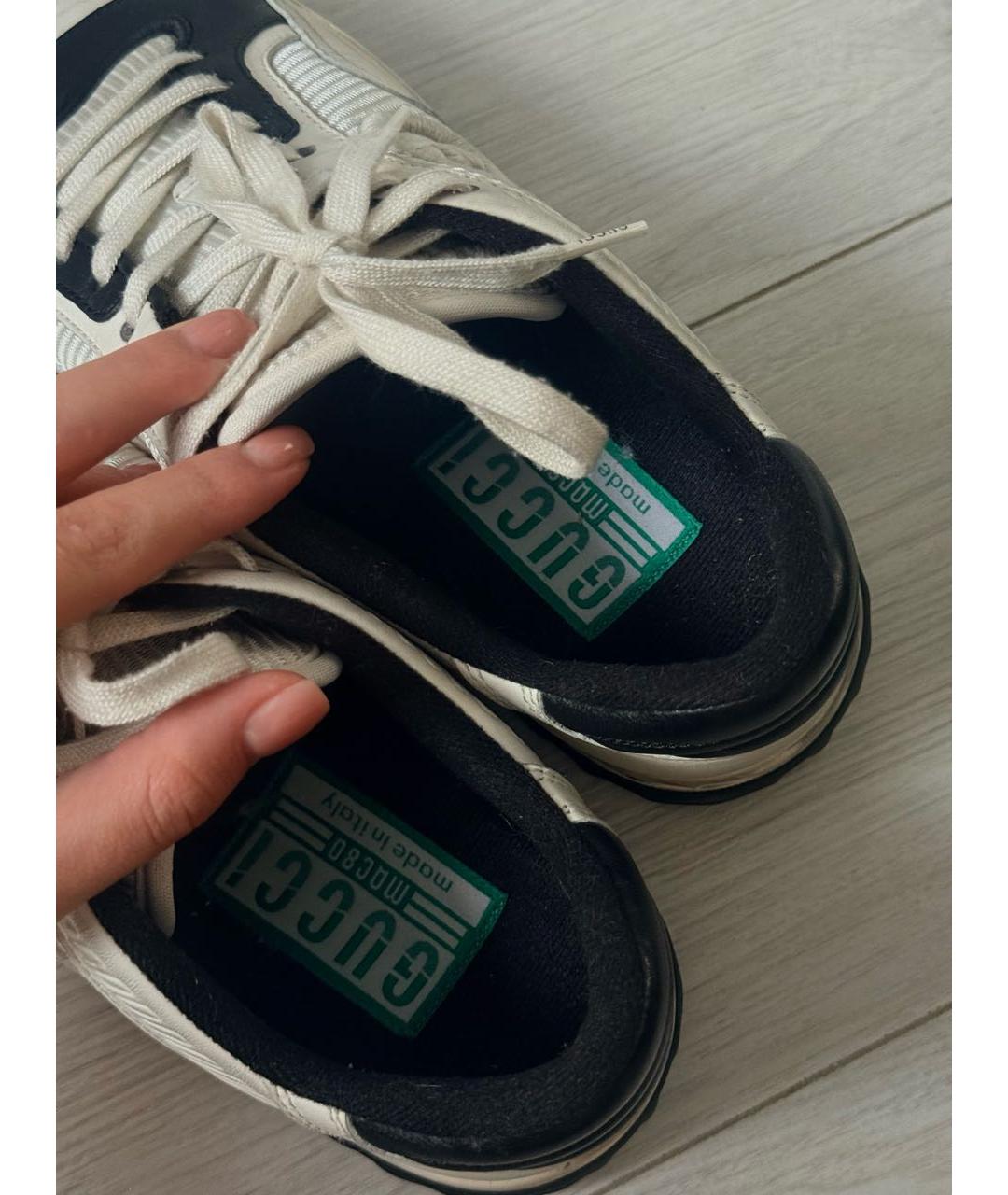 GUCCI Белые кожаные кроссовки, фото 4