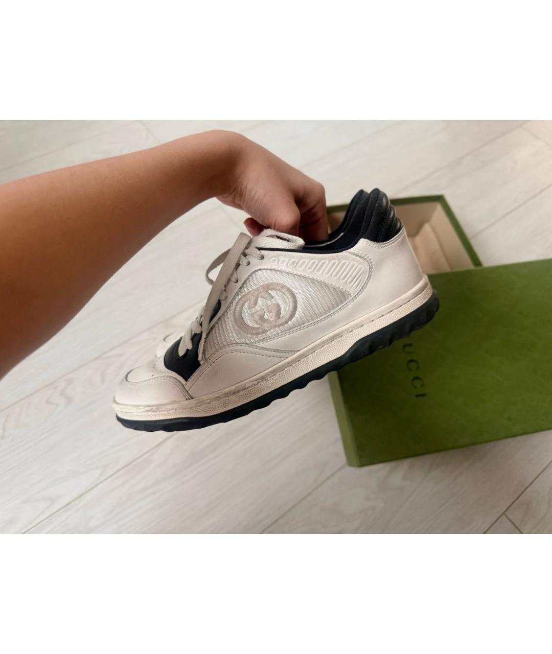 GUCCI Белые кожаные кроссовки, фото 3