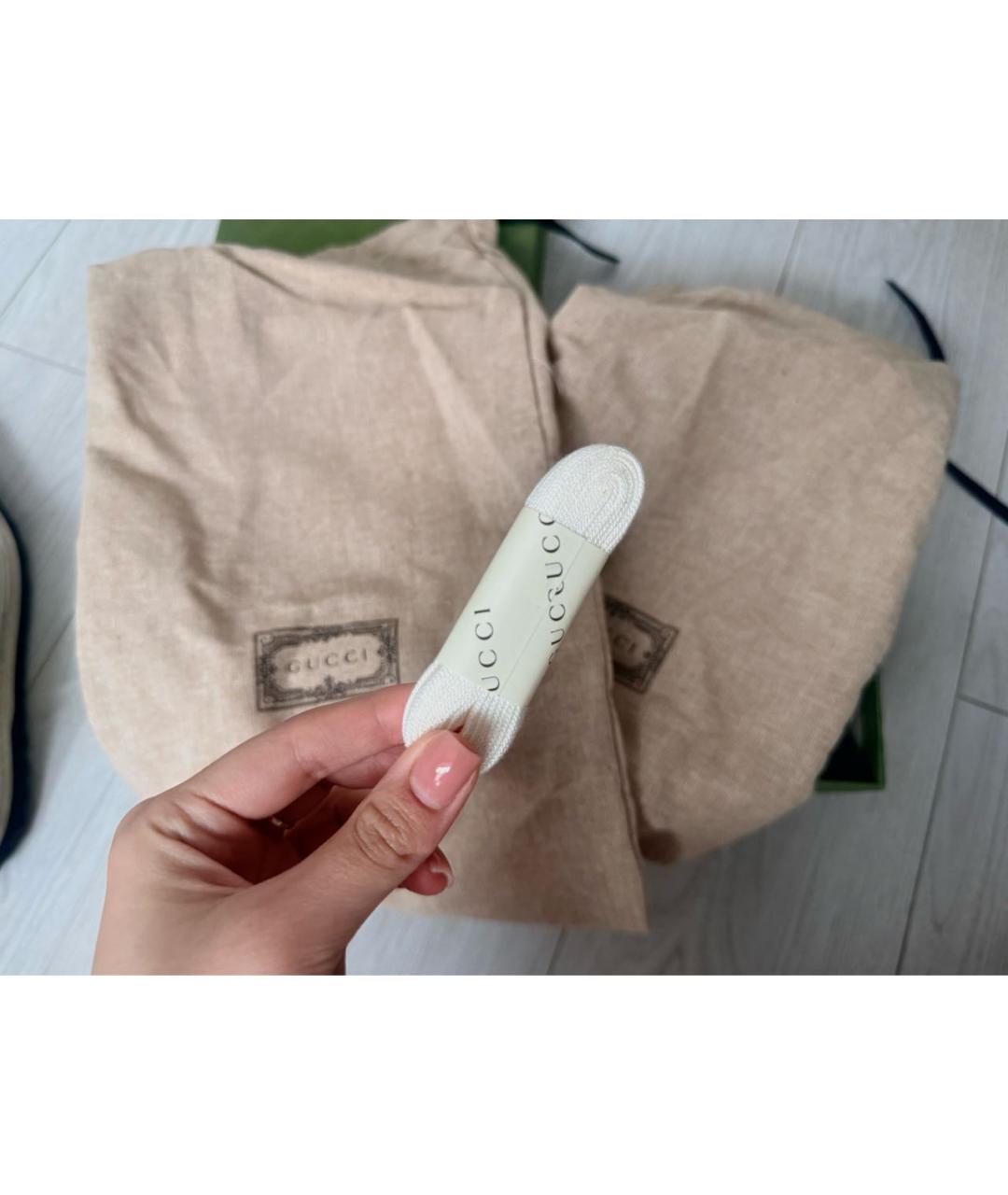 GUCCI Белые кожаные кроссовки, фото 5