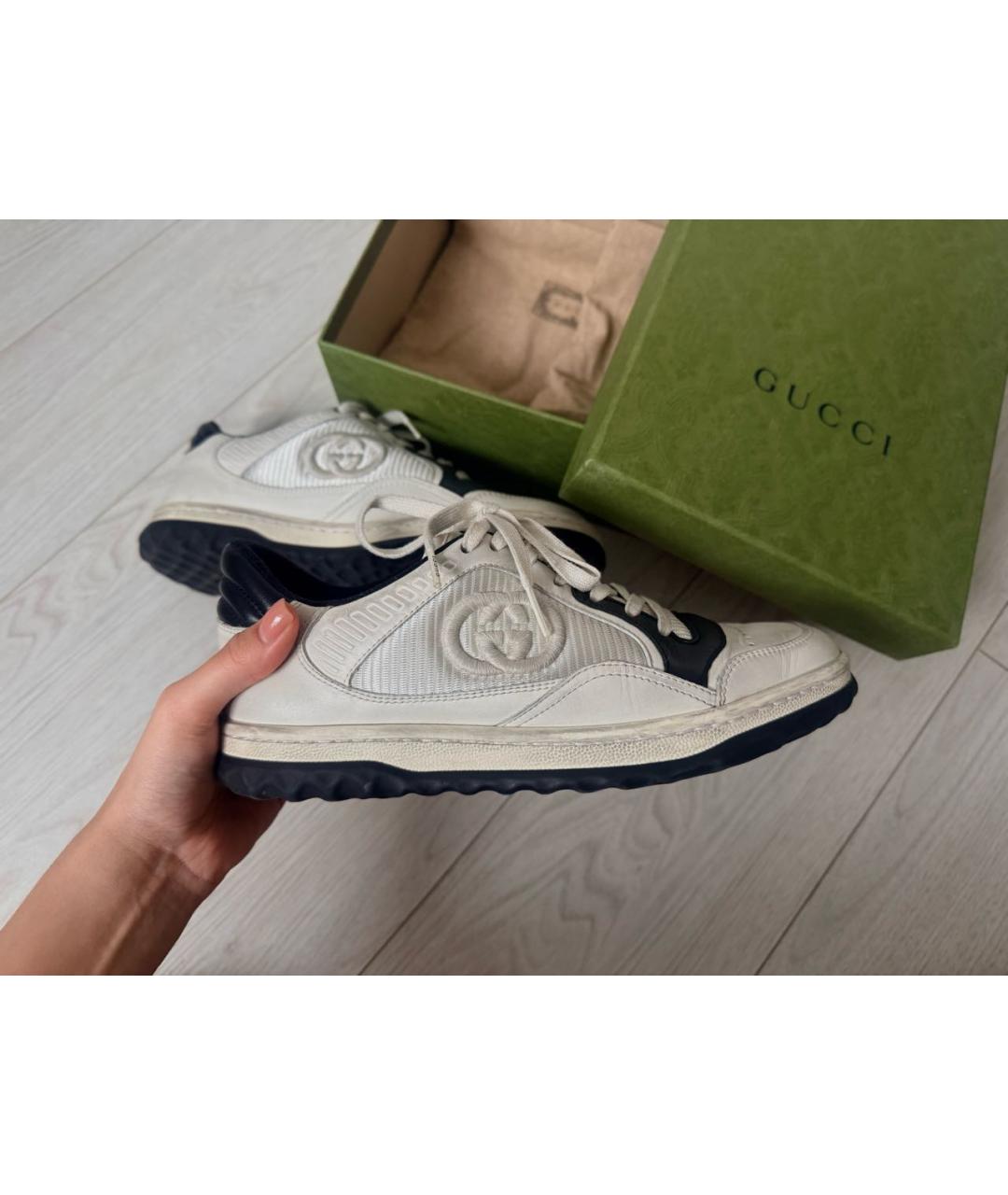 GUCCI Белые кожаные кроссовки, фото 6