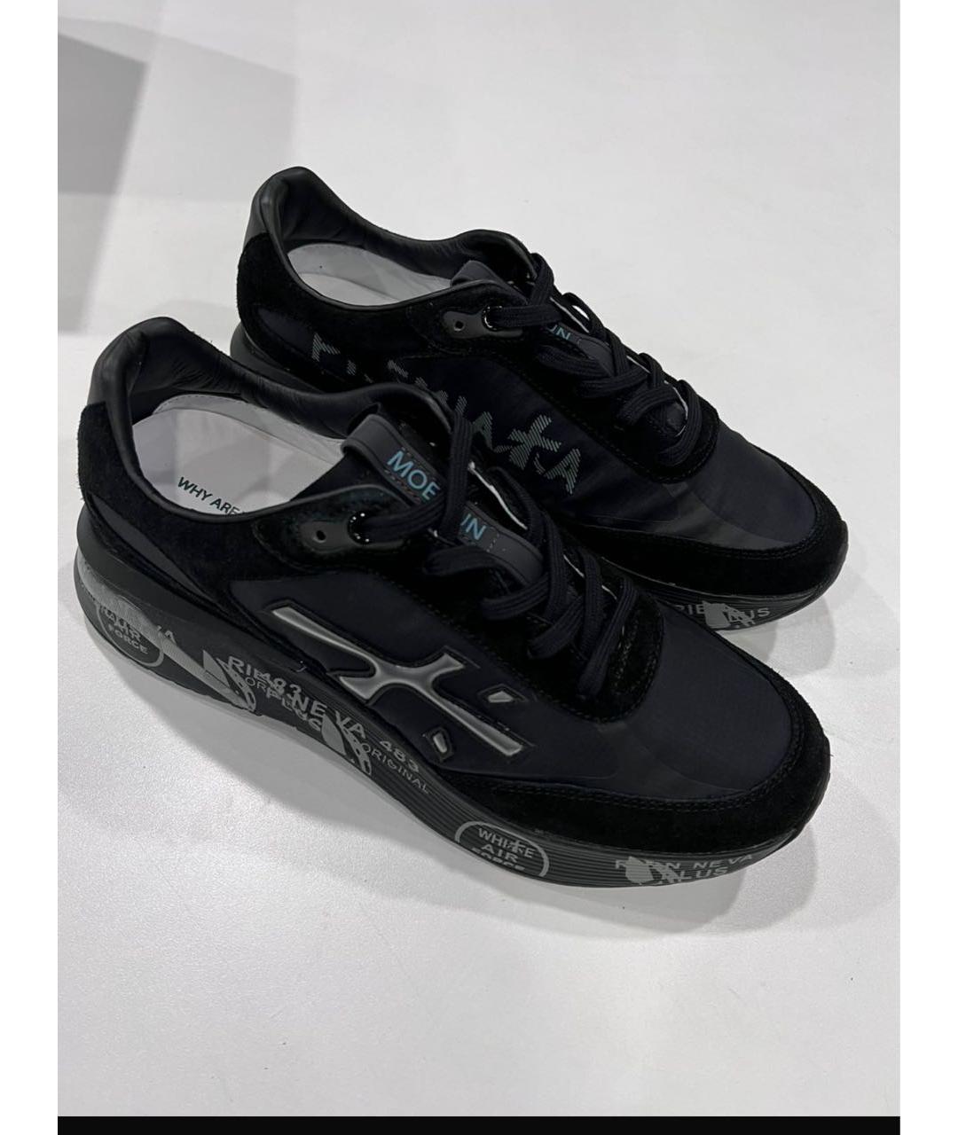 PREMIATA Черные текстильные низкие кроссовки / кеды, фото 2