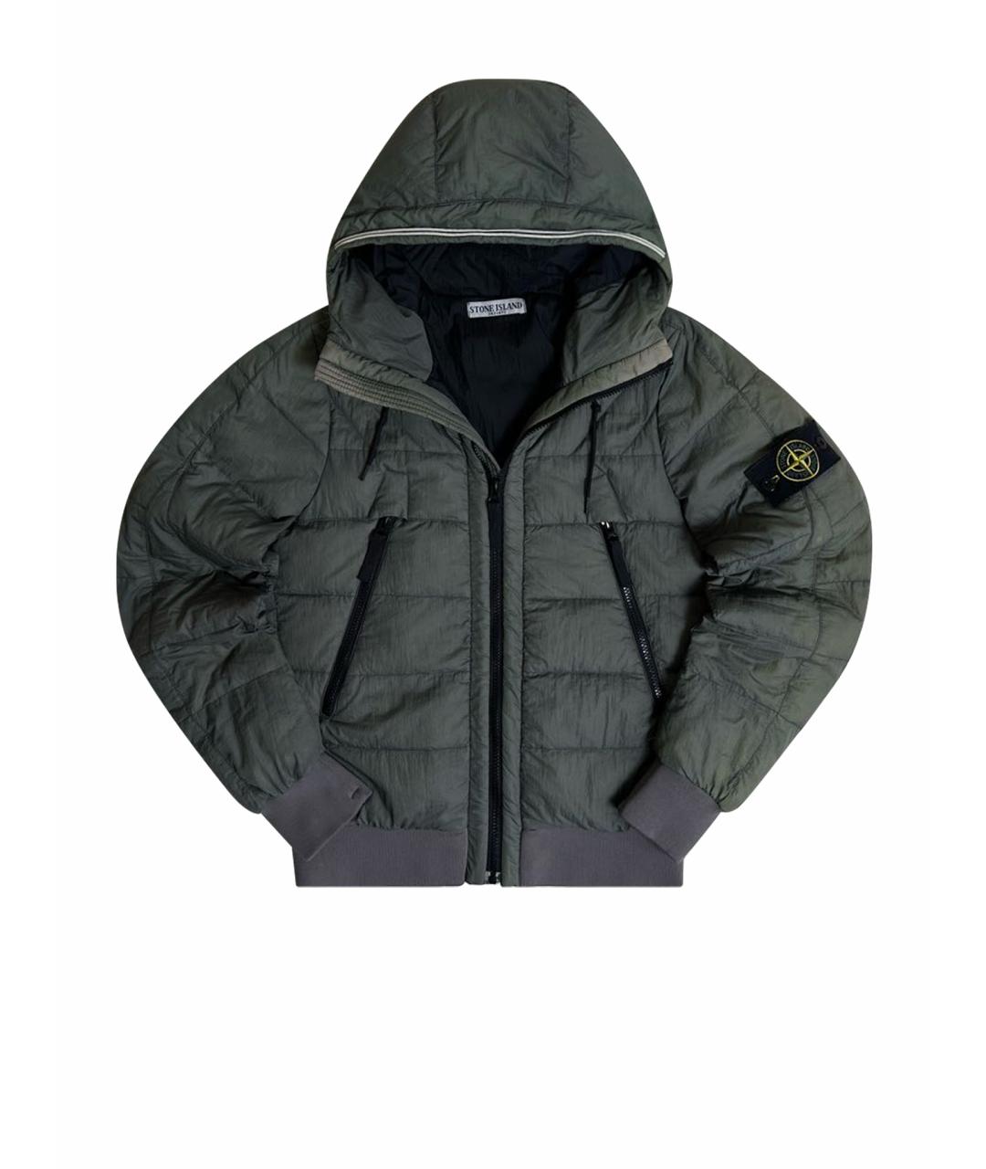 STONE ISLAND Антрацитовый полиэстеровый пуховик, фото 1