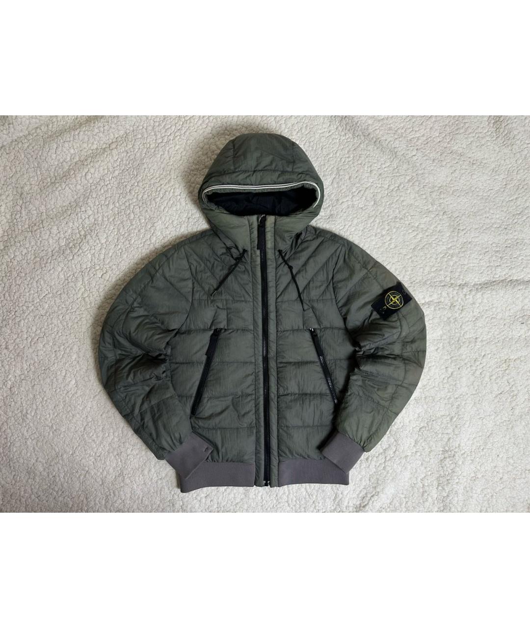 STONE ISLAND Антрацитовый полиэстеровый пуховик, фото 2