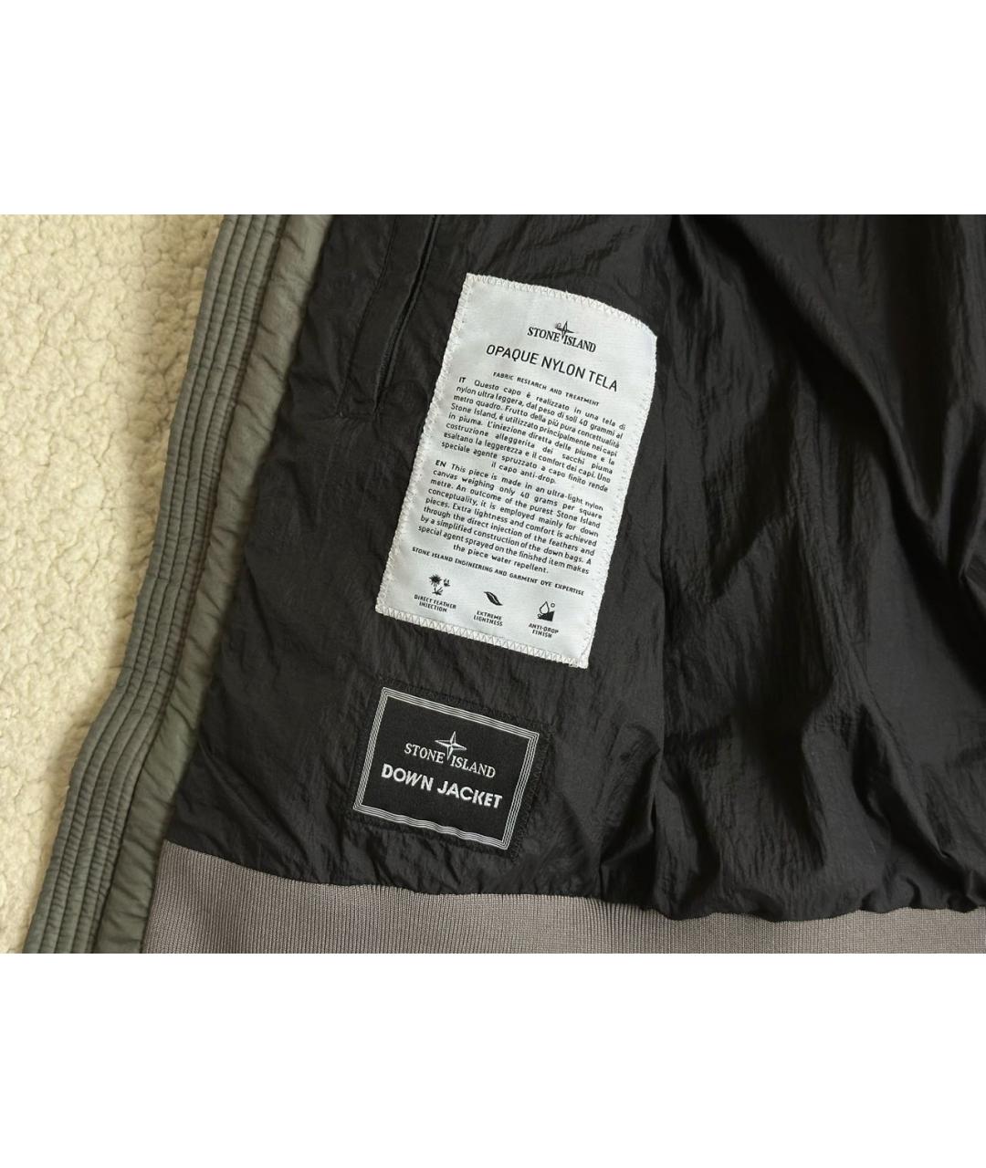 STONE ISLAND Антрацитовый полиэстеровый пуховик, фото 8