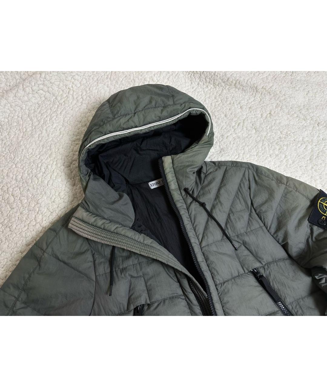 STONE ISLAND Антрацитовый полиэстеровый пуховик, фото 3