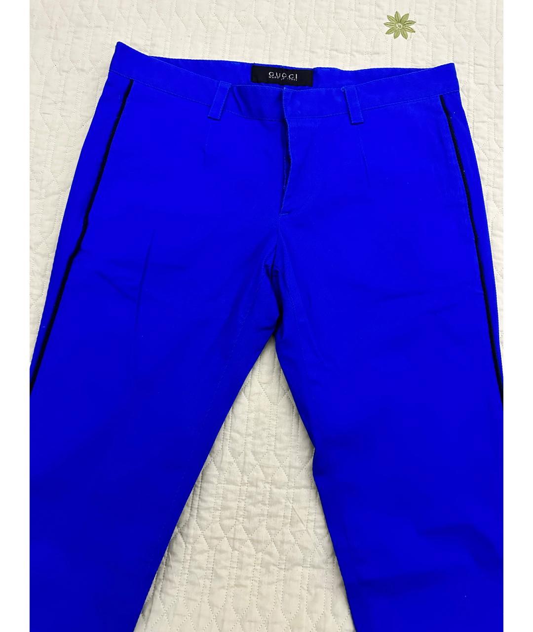GUCCI Синие хлопковые повседневные брюки, фото 3
