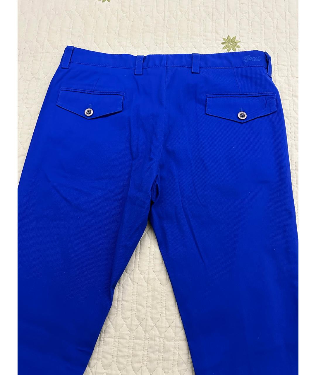 GUCCI Синие хлопковые повседневные брюки, фото 5