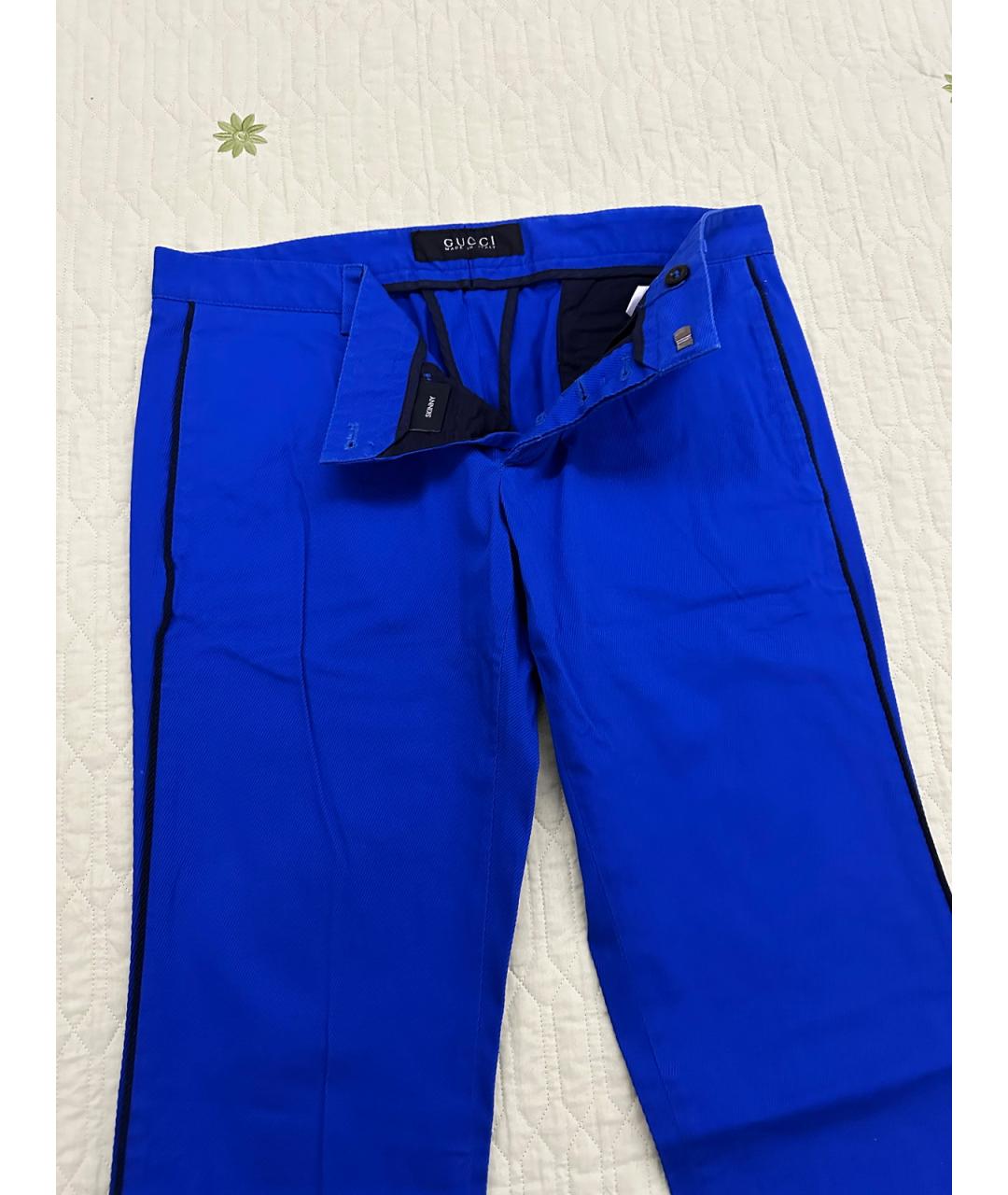 GUCCI Синие хлопковые повседневные брюки, фото 4