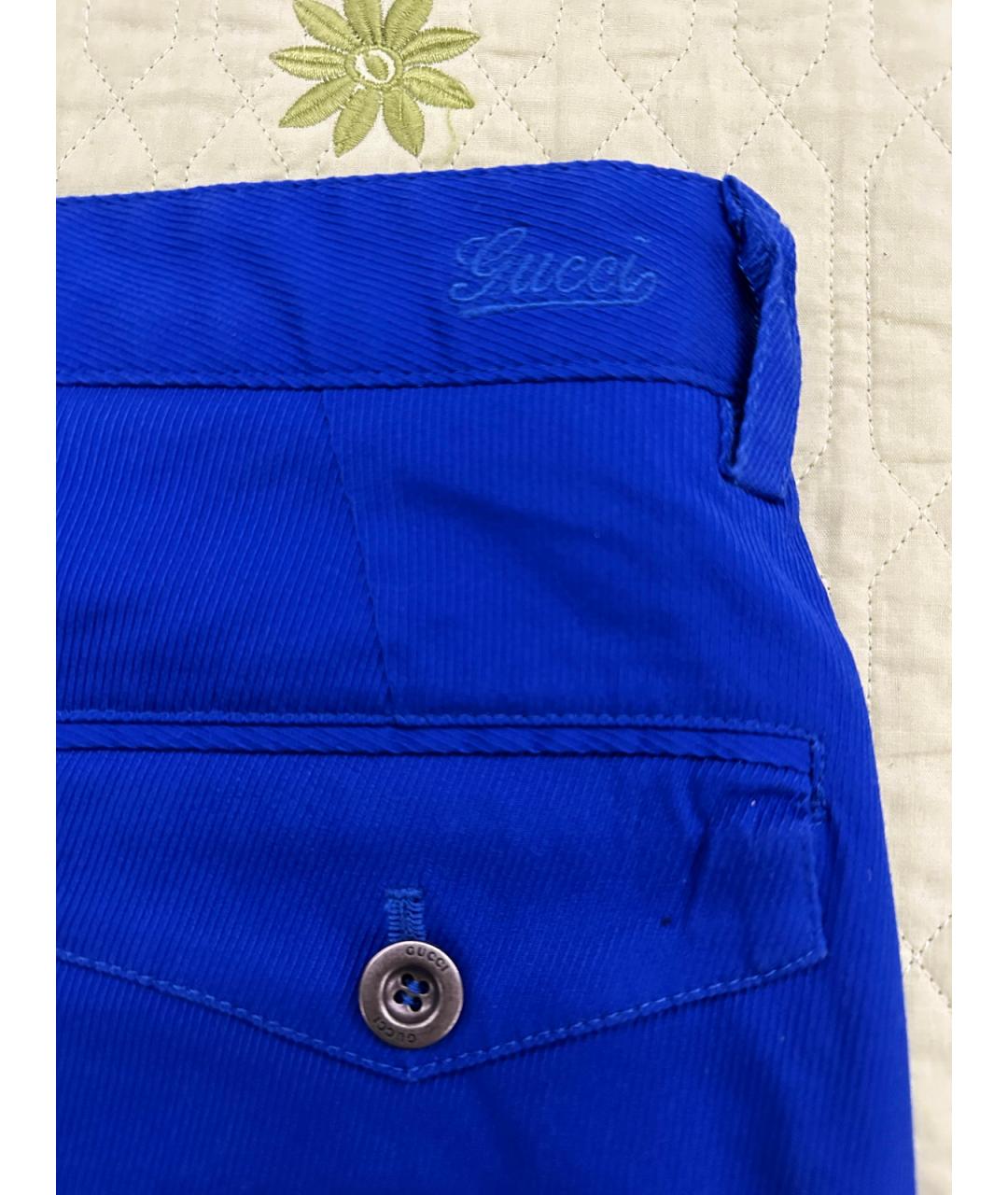 GUCCI Синие хлопковые повседневные брюки, фото 6