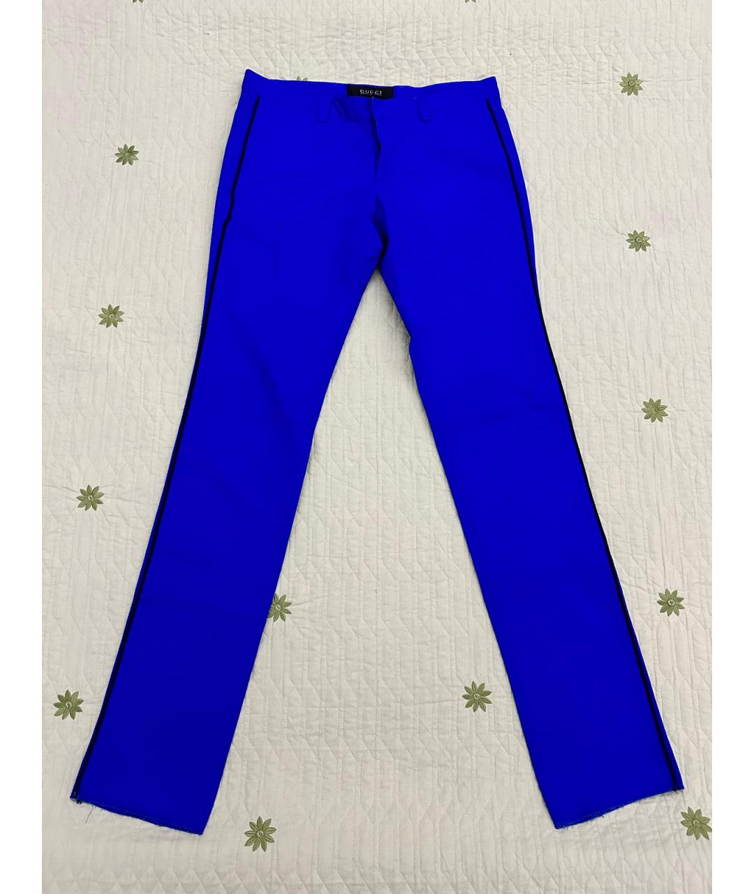 GUCCI Синие хлопковые повседневные брюки, фото 10