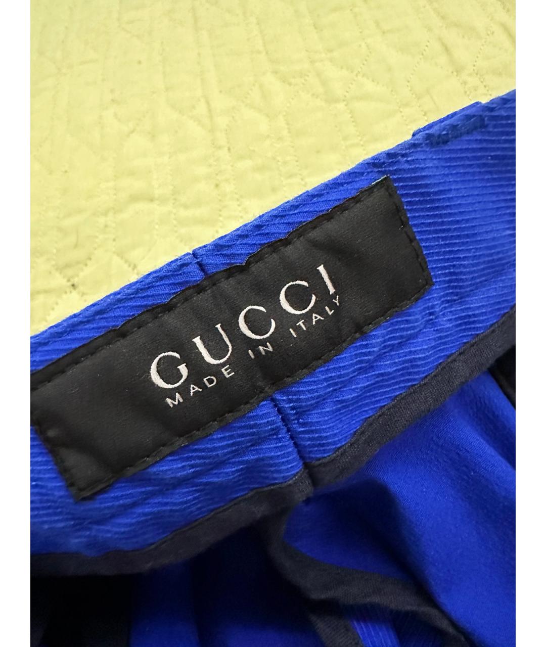 GUCCI Синие хлопковые повседневные брюки, фото 7