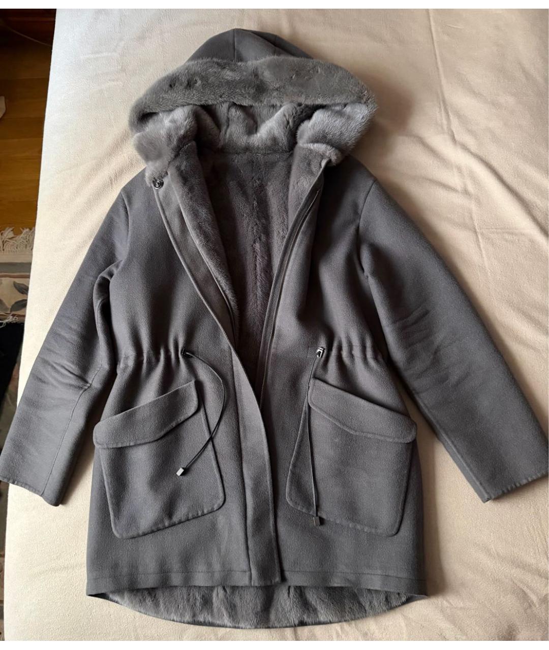 MANZONI 24 Серое шерстяное пальто, фото 4