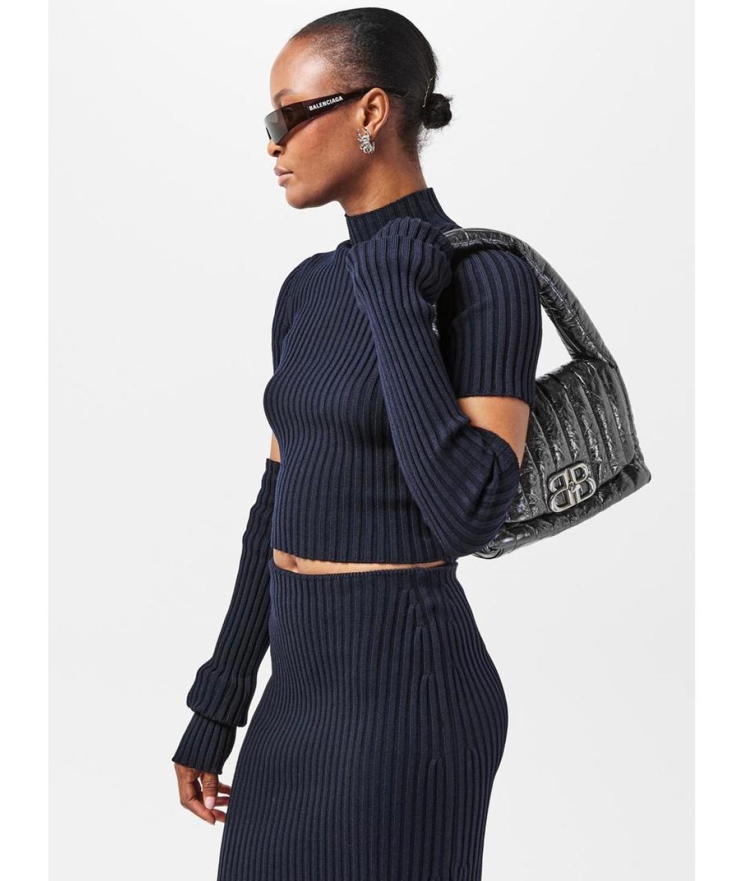 BALENCIAGA Антрацитовая кожаная сумка через плечо, фото 3