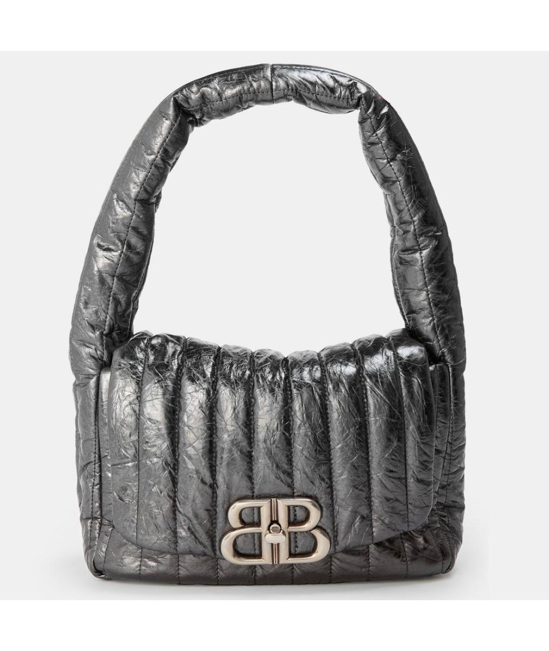 BALENCIAGA Антрацитовая кожаная сумка через плечо, фото 5