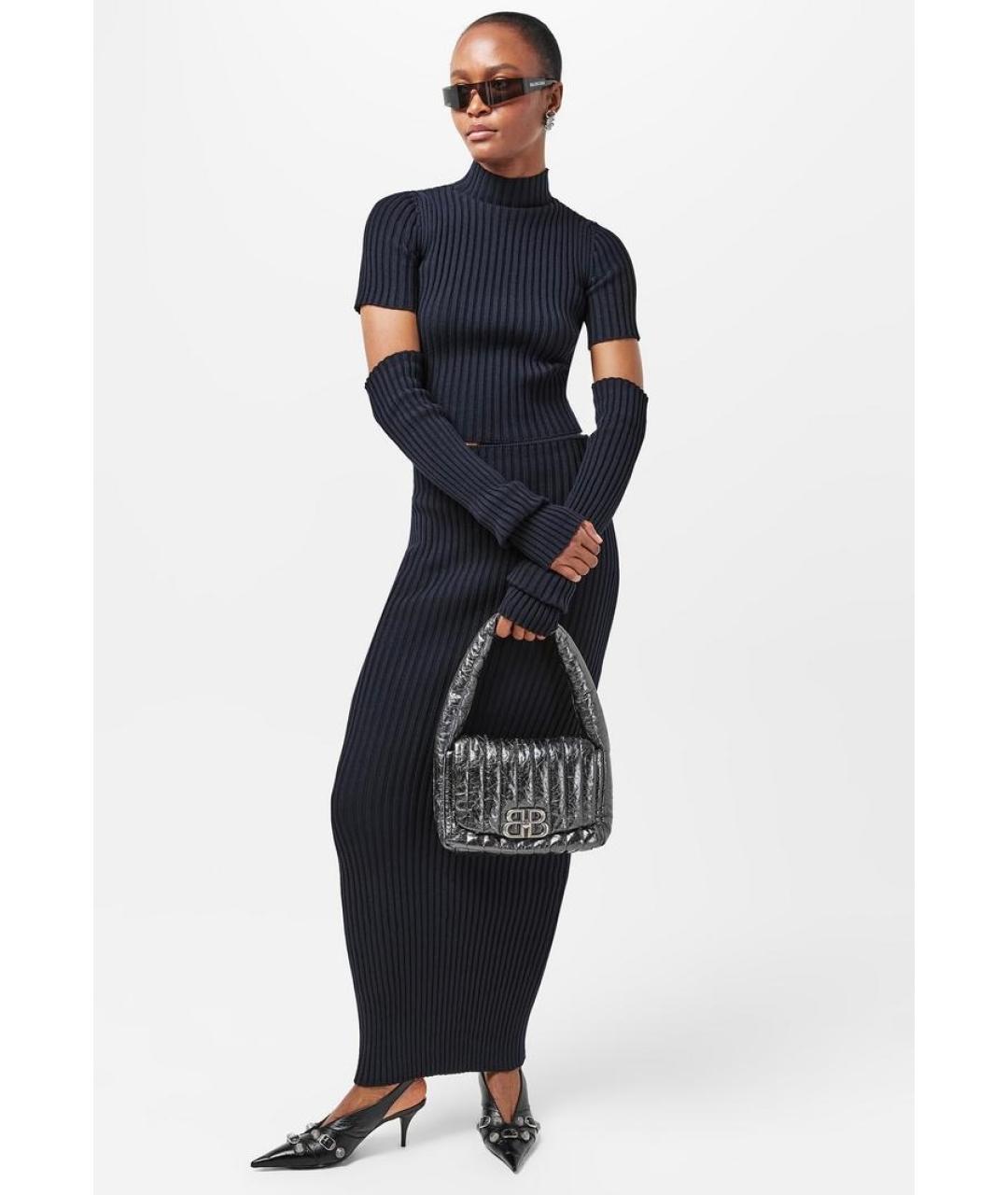 BALENCIAGA Антрацитовая кожаная сумка через плечо, фото 2