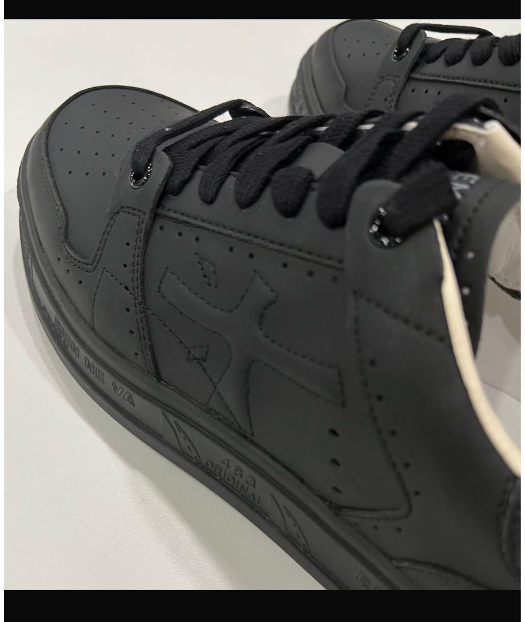 PREMIATA Черные кожаные низкие кроссовки / кеды, фото 5