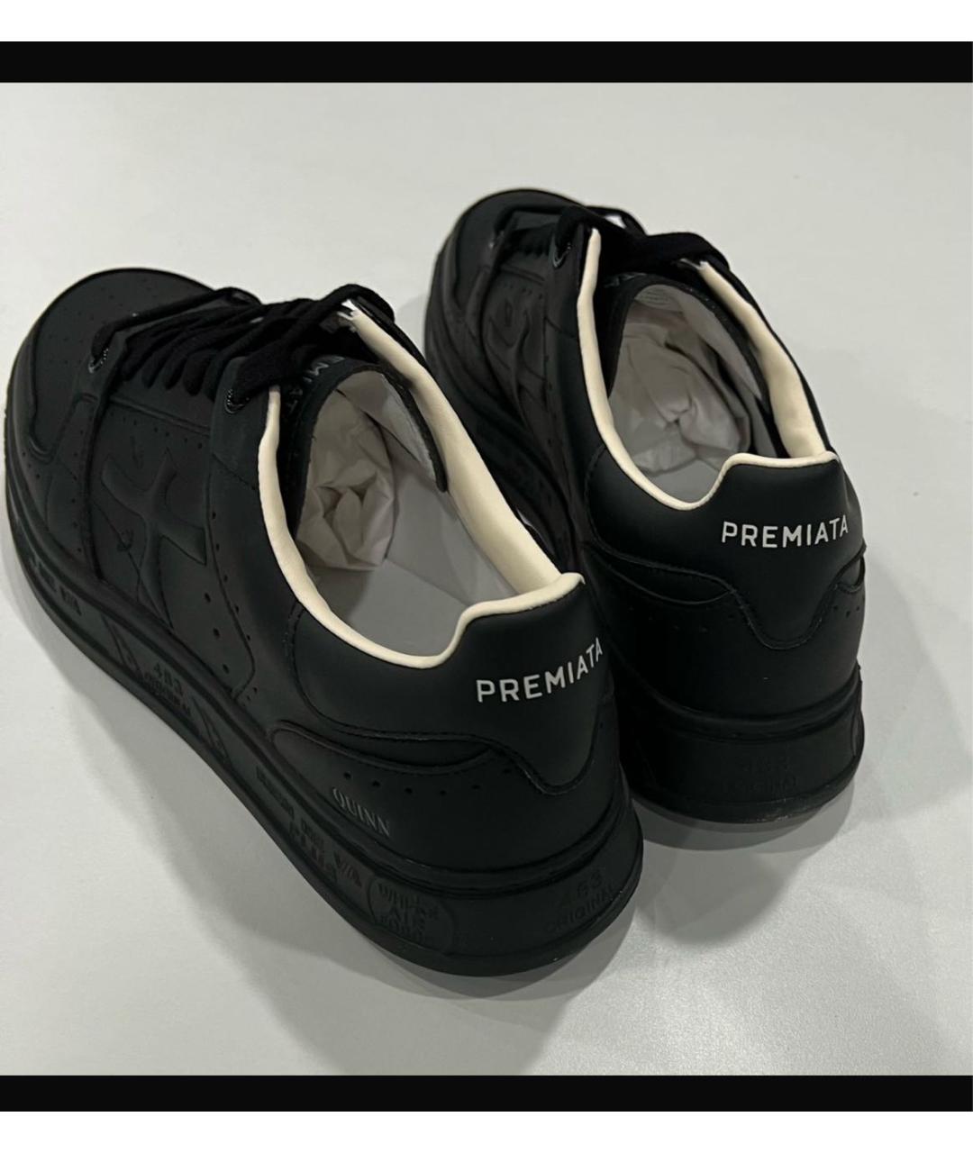 PREMIATA Черные кожаные низкие кроссовки / кеды, фото 4
