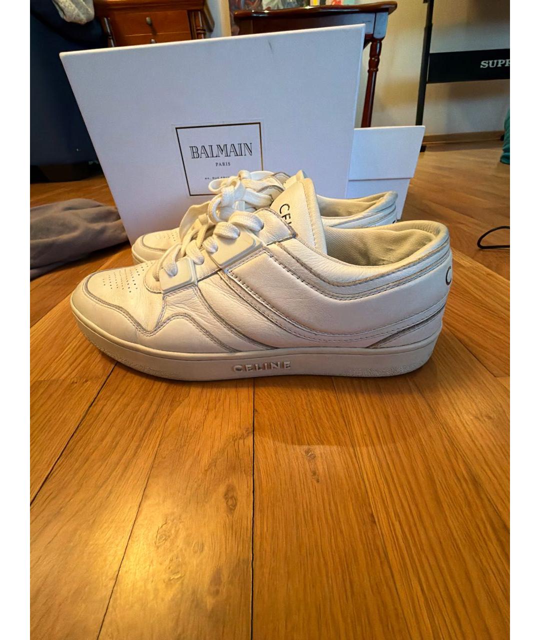 CELINE Белые кожаные кеды, фото 8