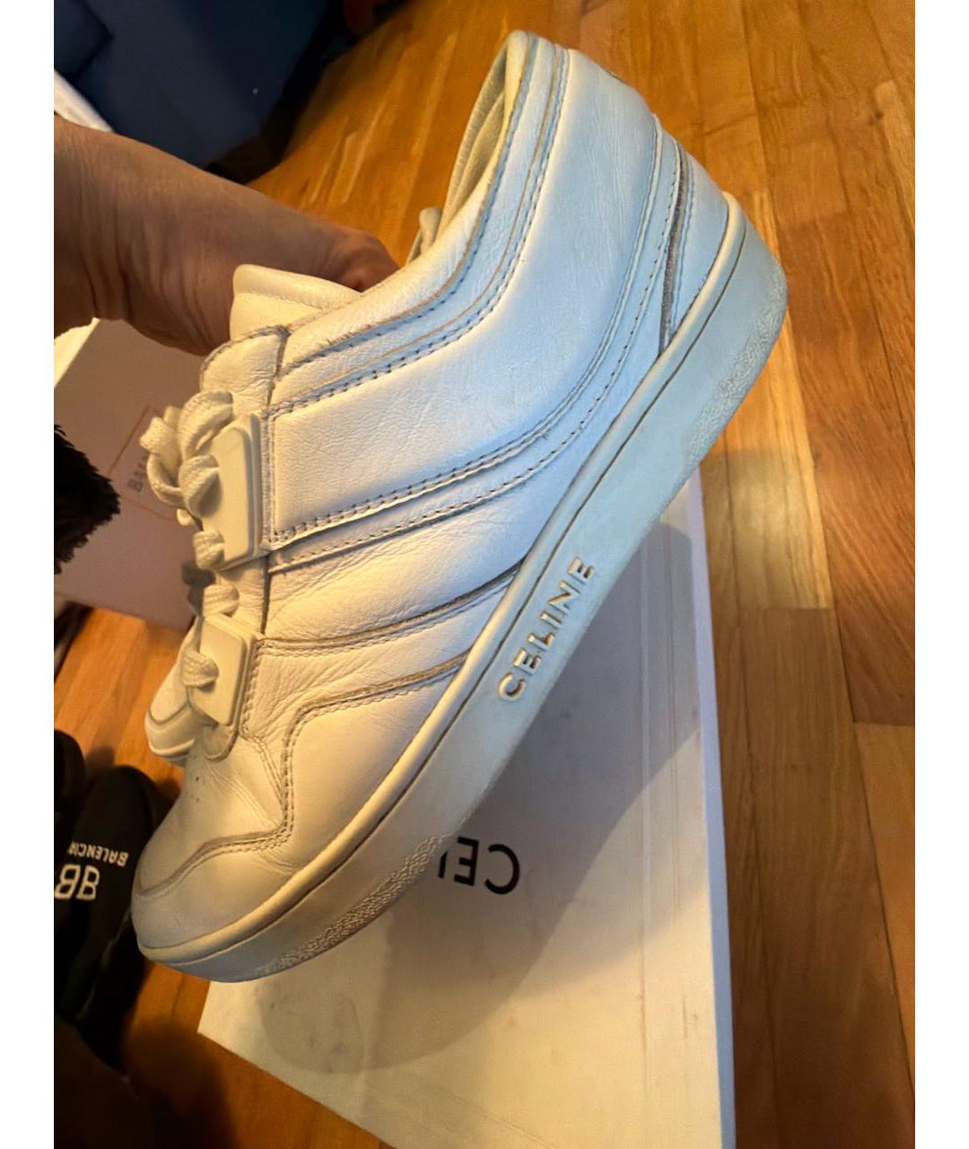CELINE Белые кожаные кеды, фото 4