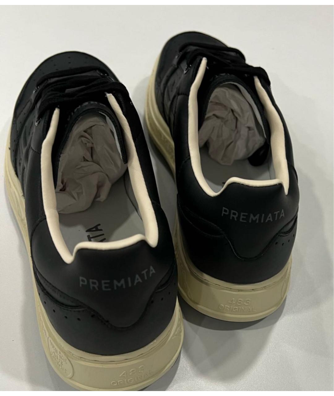 PREMIATA Черные кожаные низкие кроссовки / кеды, фото 4