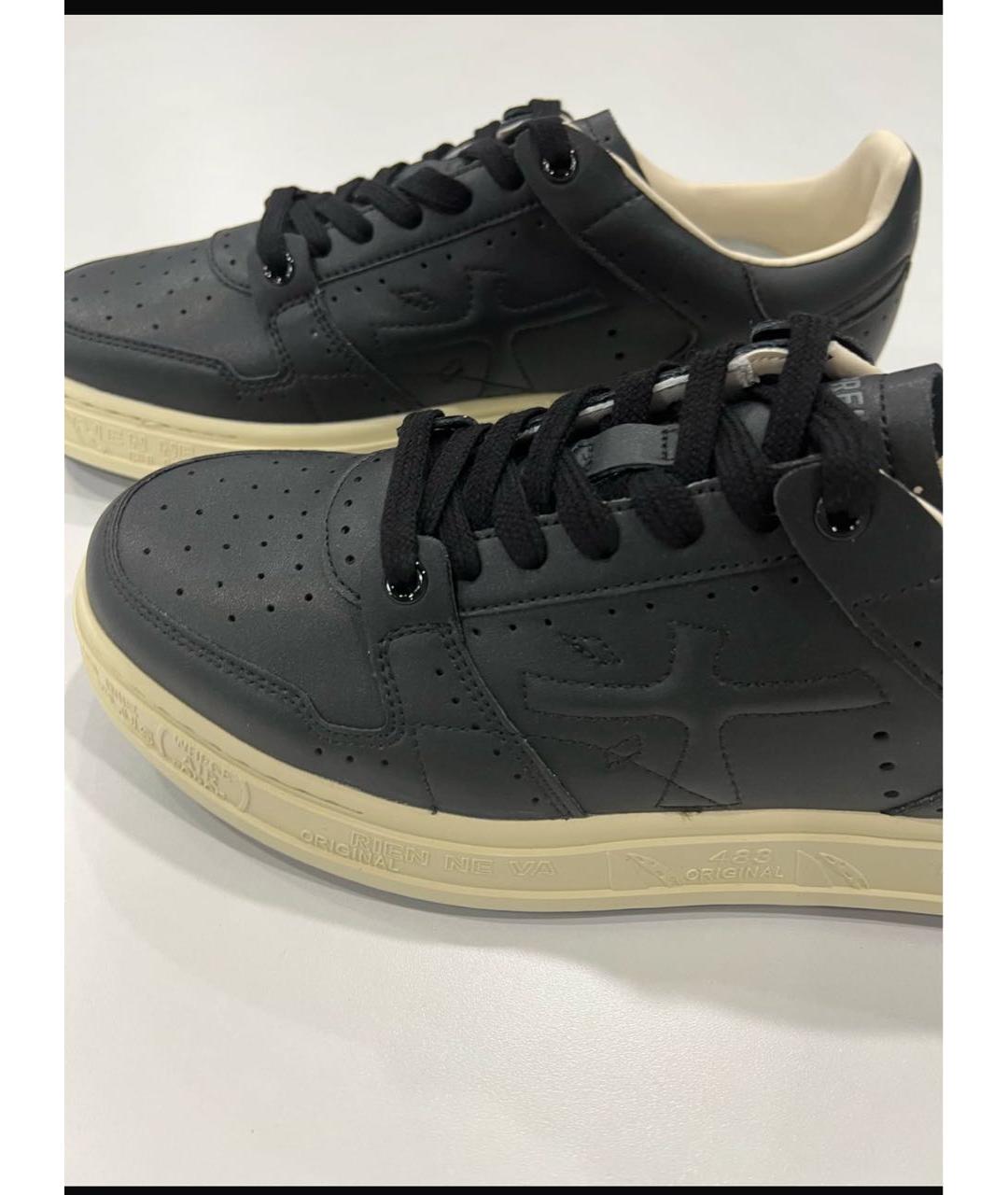 PREMIATA Черные кожаные низкие кроссовки / кеды, фото 3