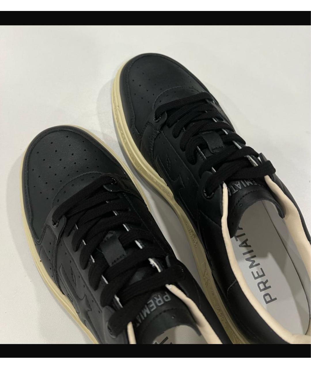 PREMIATA Черные кожаные низкие кроссовки / кеды, фото 5