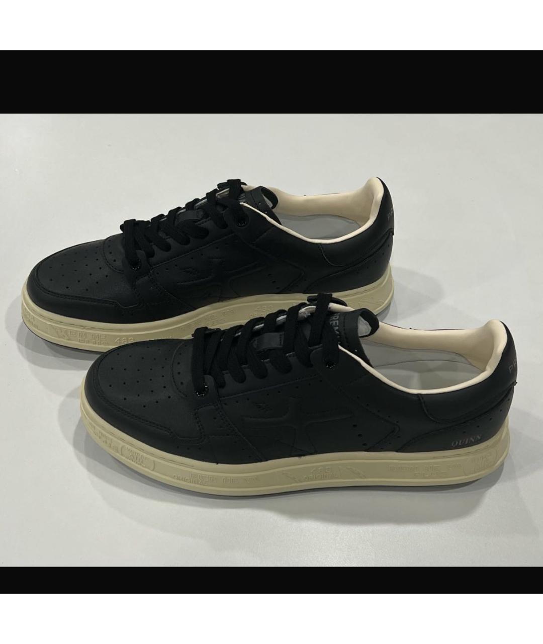 PREMIATA Черные кожаные низкие кроссовки / кеды, фото 2