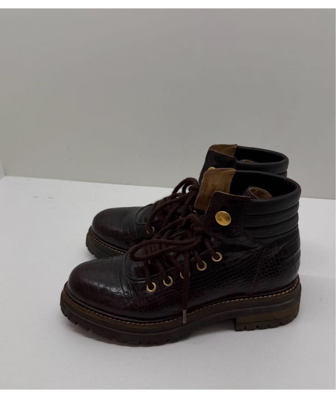 MAX MARA Коричневые ботинки из лакированной кожи, фото 4