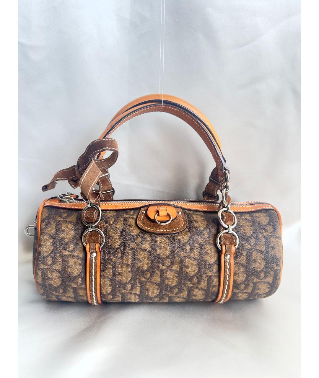 CHRISTIAN DIOR Коричневая кожаная сумка с короткими ручками, фото 9