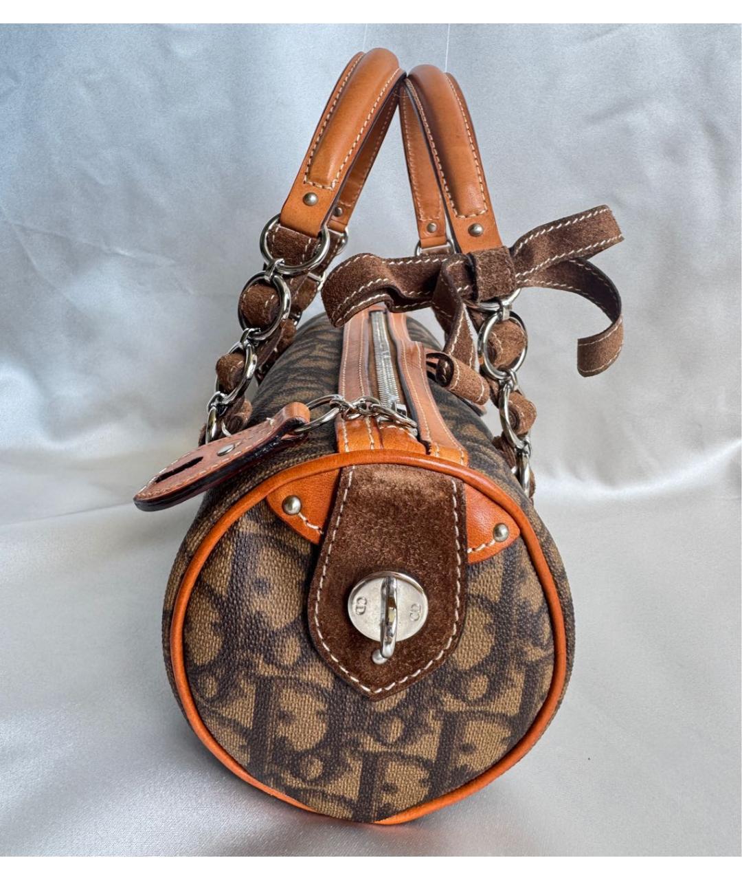 CHRISTIAN DIOR Коричневая кожаная сумка с короткими ручками, фото 7