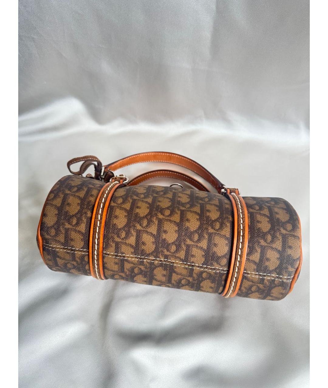 CHRISTIAN DIOR Коричневая кожаная сумка с короткими ручками, фото 5