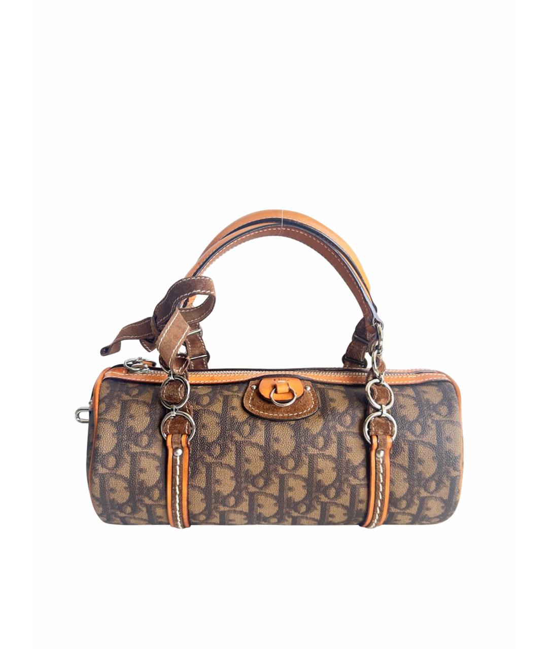 CHRISTIAN DIOR Коричневая кожаная сумка с короткими ручками, фото 1