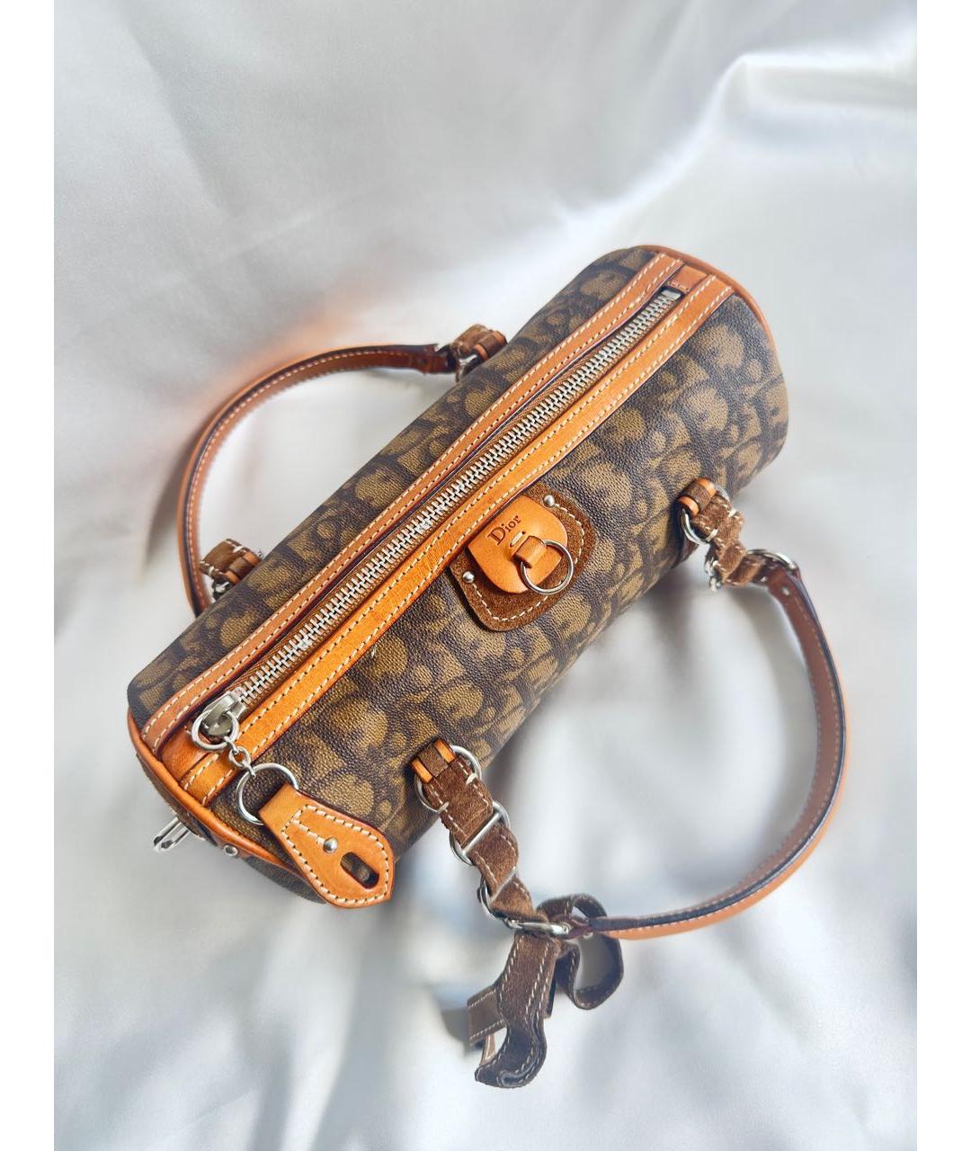 CHRISTIAN DIOR Коричневая кожаная сумка с короткими ручками, фото 2