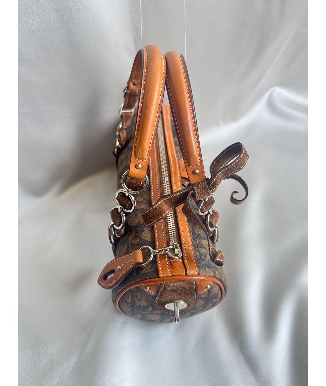 CHRISTIAN DIOR Коричневая кожаная сумка с короткими ручками, фото 6