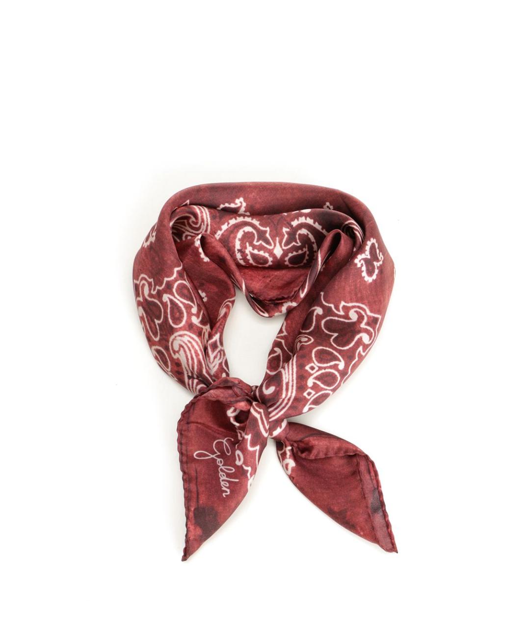 GOLDEN GOOSE DELUXE BRAND Бордовый шелковый шарф, фото 1