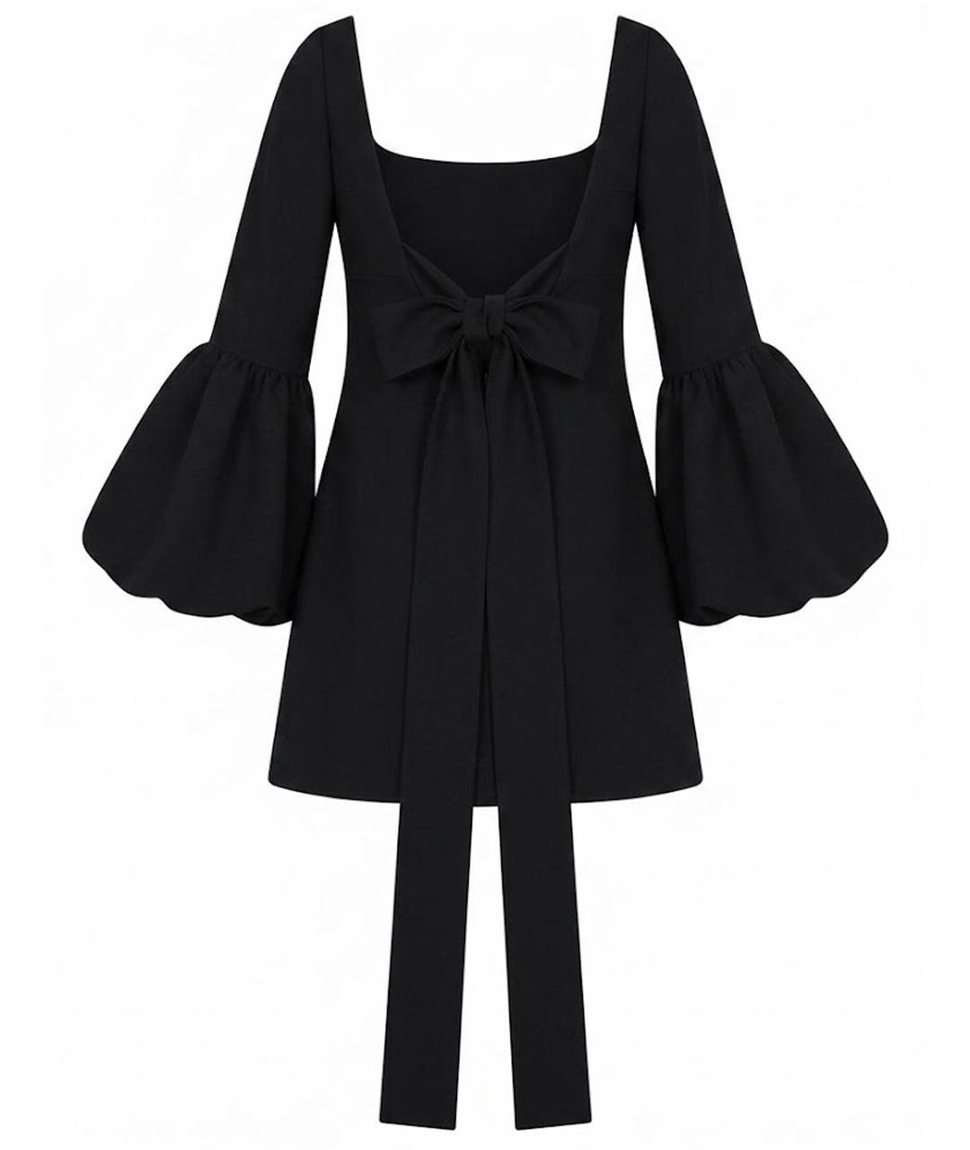 VALENTINO Черное шерстяное коктейльное платье, фото 1