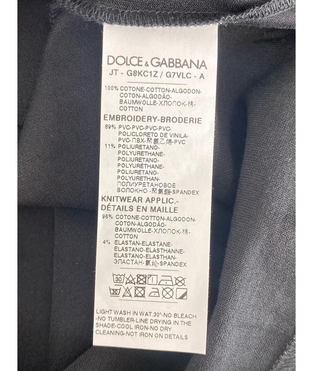 DOLCE&GABBANA Черная хлопковая футболка, фото 7