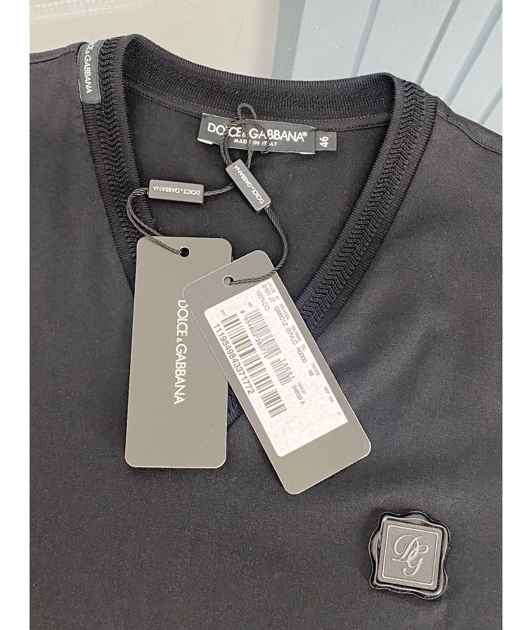 DOLCE&GABBANA Черная хлопковая футболка, фото 3