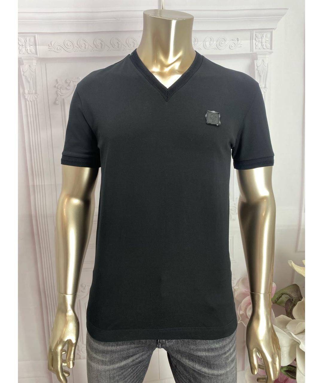 DOLCE&GABBANA Черная хлопковая футболка, фото 5