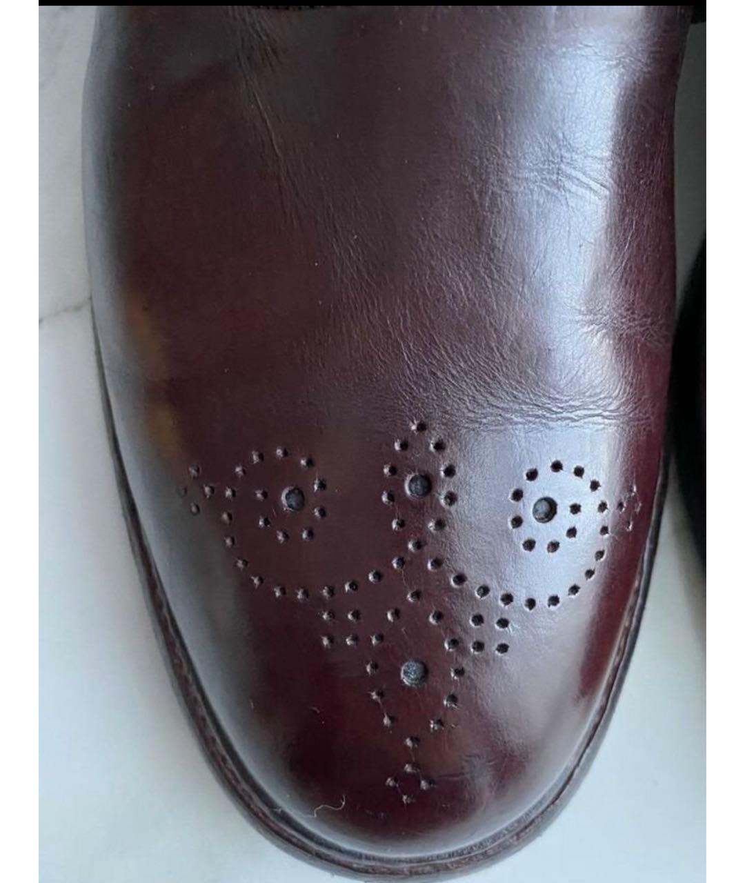 DOLCE&GABBANA Бордовые кожаные низкие ботинки, фото 3
