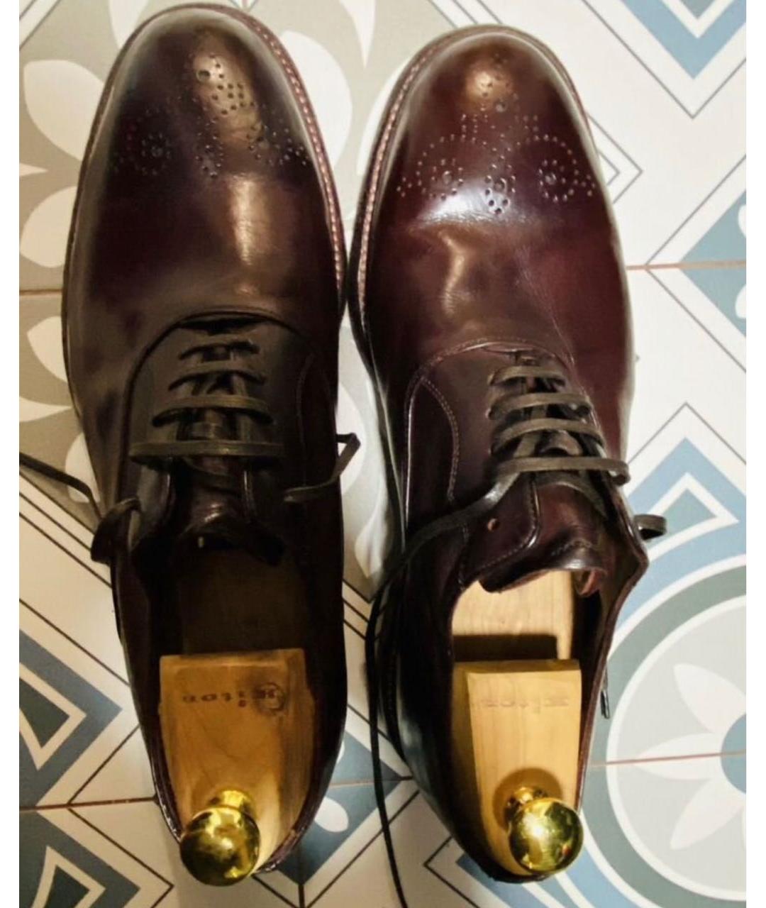 DOLCE&GABBANA Бордовые кожаные низкие ботинки, фото 2