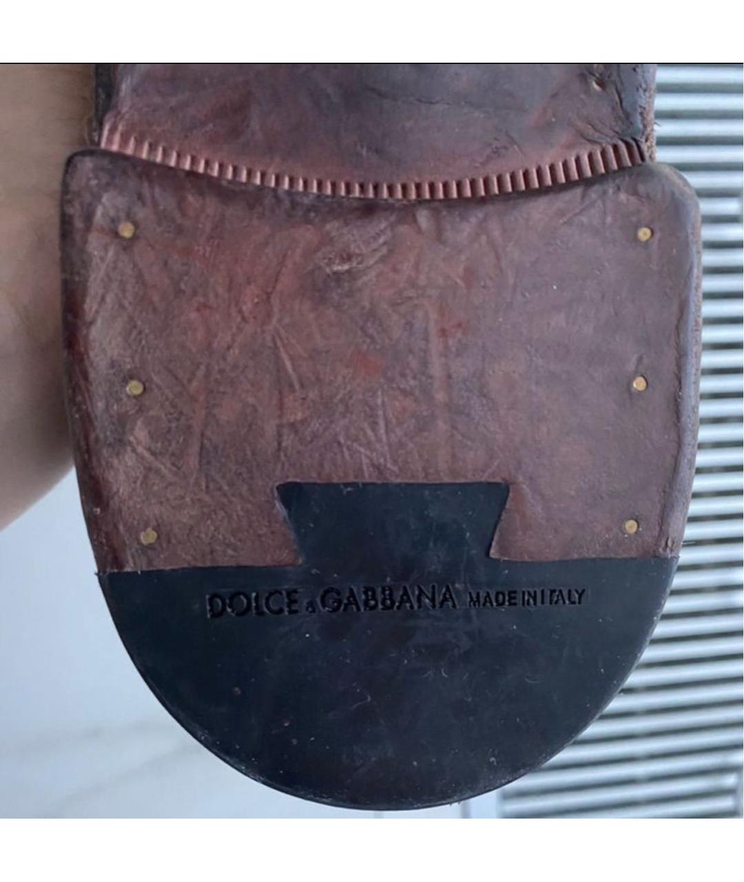 DOLCE&GABBANA Бордовые кожаные низкие ботинки, фото 4