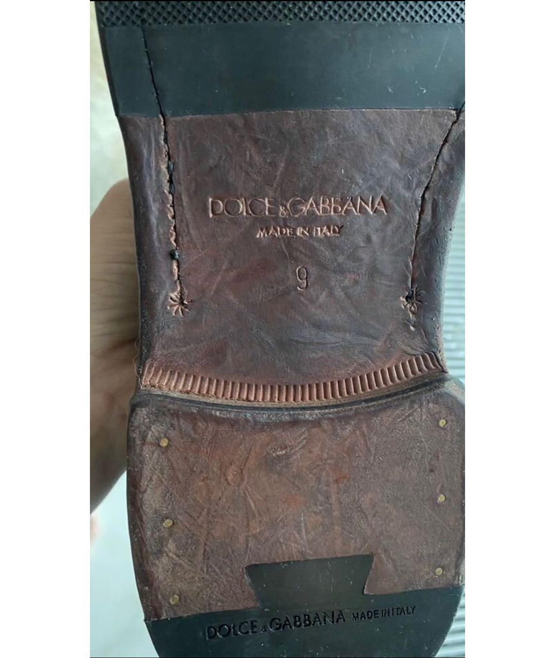 DOLCE&GABBANA Бордовые кожаные низкие ботинки, фото 7